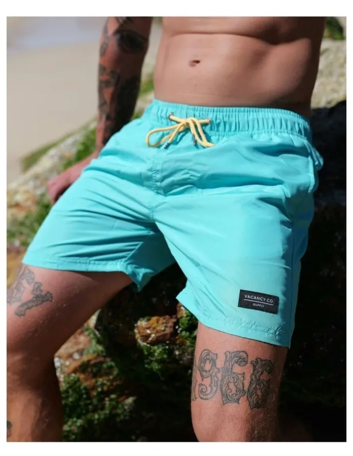 Vacancy Co Sea Foam Swim Shorts in Green