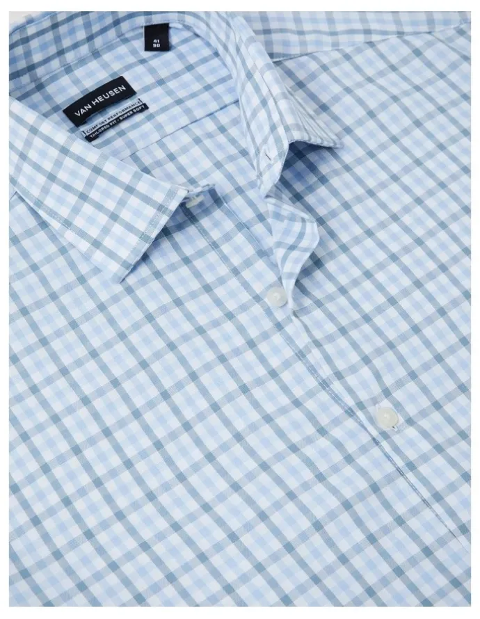 Van Heusen Gingham Check Shirt Tailored Fit in Blue