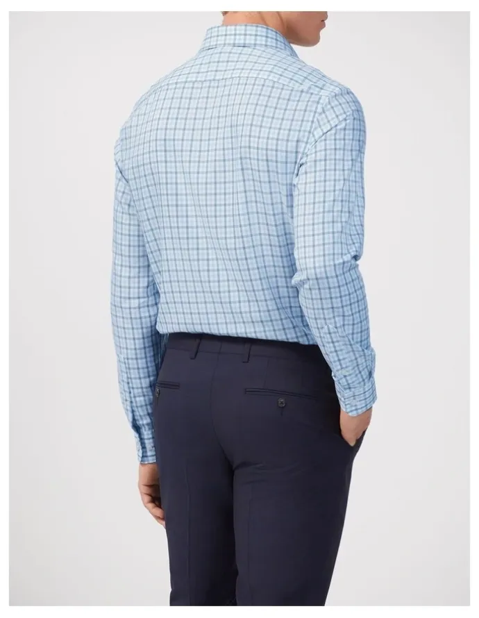 Van Heusen Gingham Check Shirt Tailored Fit in Blue