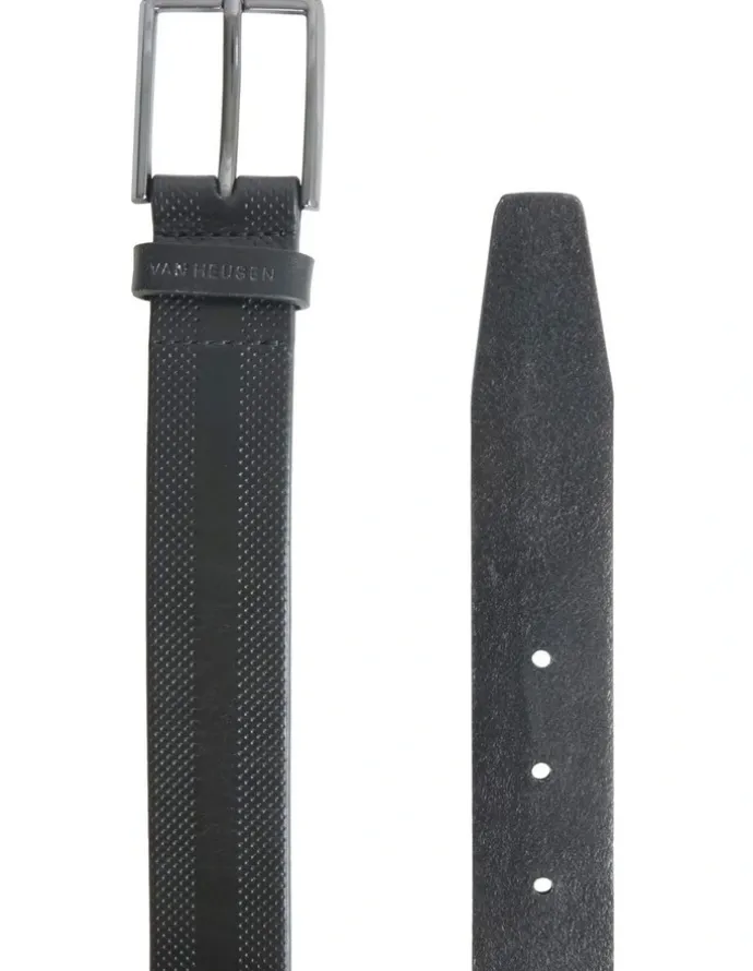 Van Heusen Leather Belt with Perforated Detail in Black