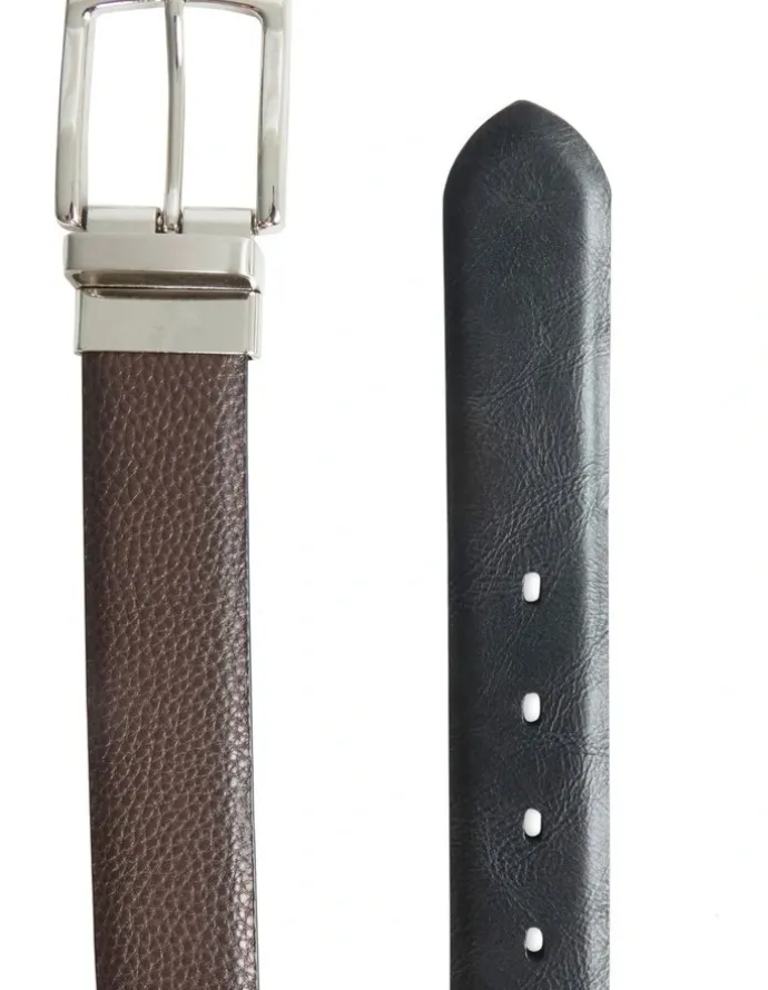 Van Heusen Reversible Pebbled Leather Belt in Black