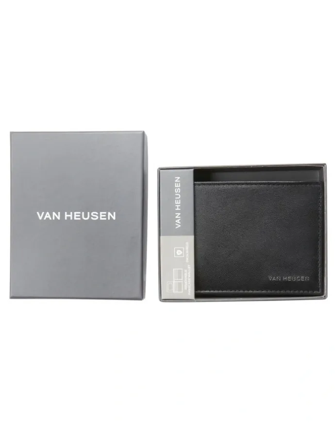 Van Heusen RFID Bi-Fold Wallet with Removable Pass Case in Black