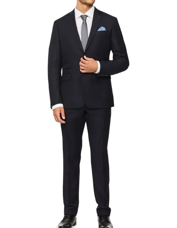 Van Heusen Slim Pure Wool Dobby Suit Pant in Navy