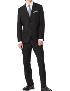 Van Heusen Superfine Stretch Twill Slim Suit Jacket in Black
