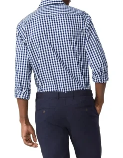 Van Heusen Tailored 1 Collar Oxford Check Long Sleeve Shirt in Sky