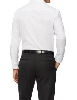 Van Heusen Tailored Long Sleeve Plain Dobby Business Shirt in White