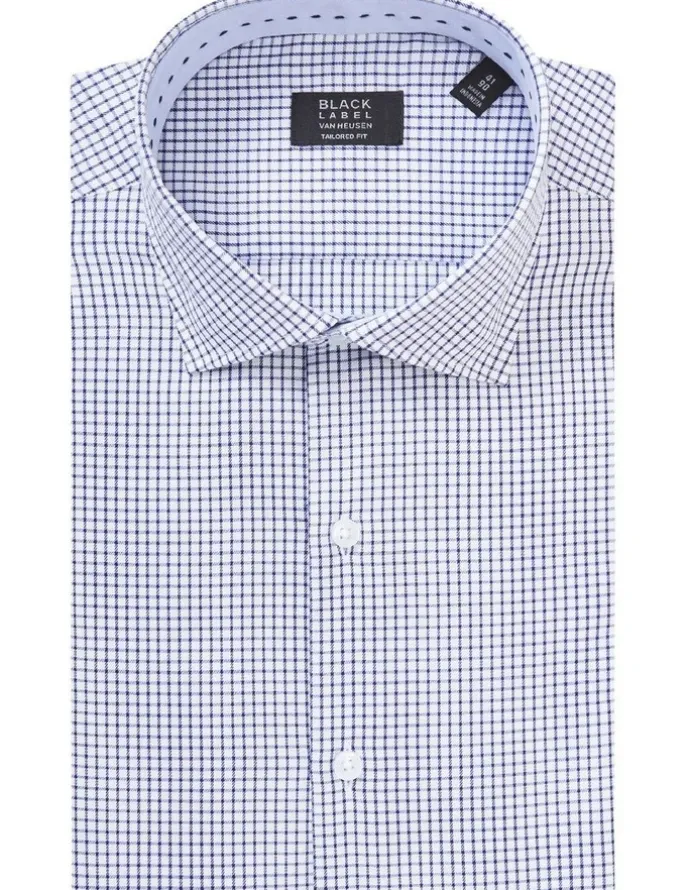 Van Heusen Tailored Long Sleeve Large Check Business Shirt in Navy