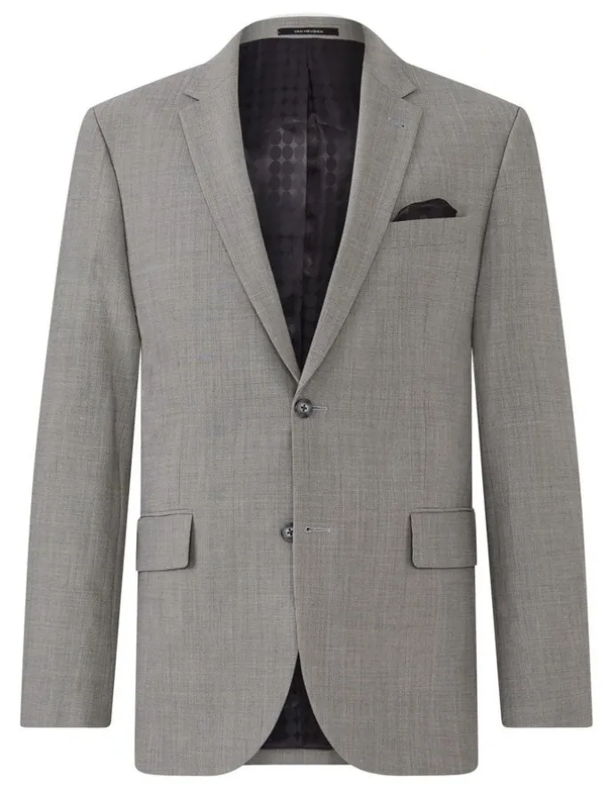 Van Heusen Tailored Suit Jacket Wool Blend Heritage Weave Grey