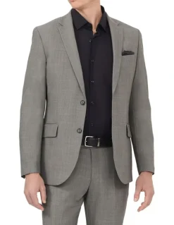 Van Heusen Tailored Suit Jacket Wool Blend Heritage Weave Grey