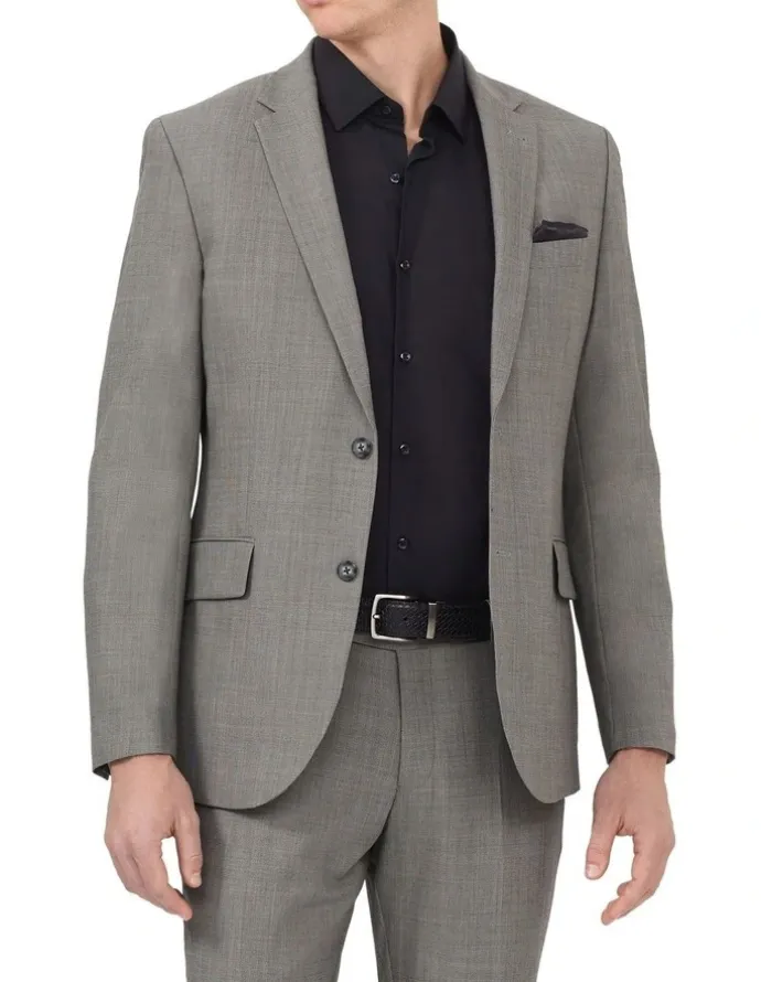 Van Heusen Tailored Suit Jacket Wool Blend Heritage Weave Grey