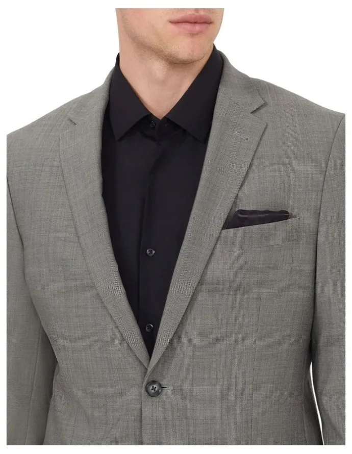Van Heusen Tailored Suit Jacket Wool Blend Heritage Weave Grey