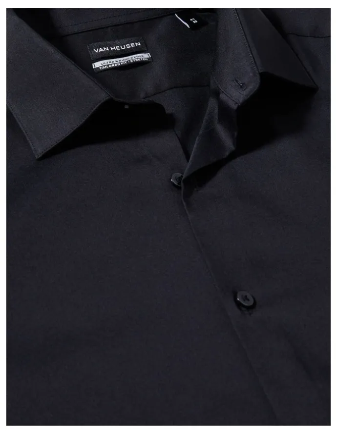 Van Heusen Ultra Wrinkle Free Tailored Fit Twill Business Shirt in Black