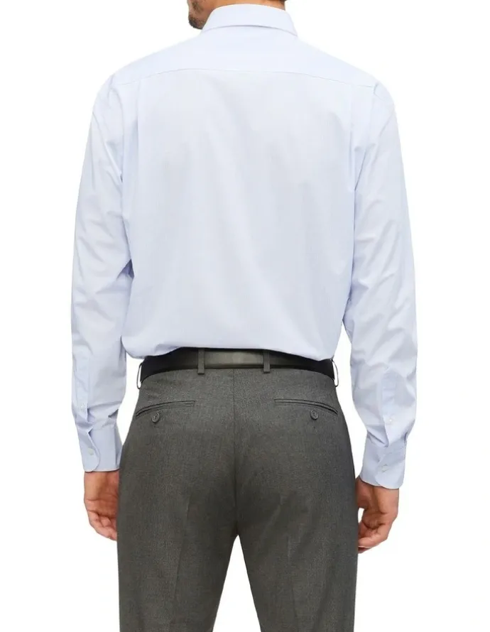 Van Heusen Wash N Wear Check Classic Long Sleeve Business Shirt in Light Blue