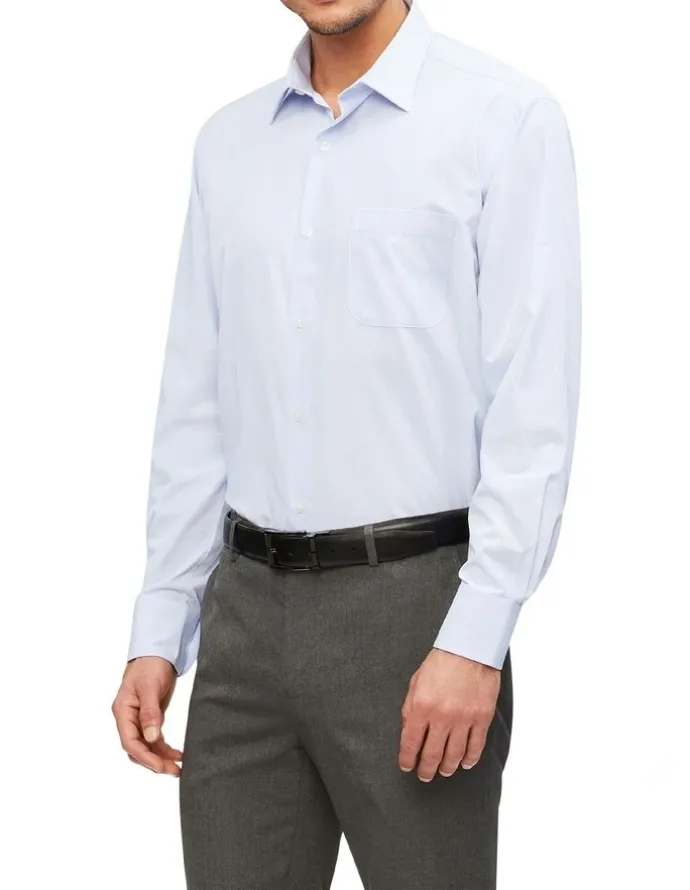 Van Heusen Wash N Wear Check Classic Long Sleeve Business Shirt in Light Blue