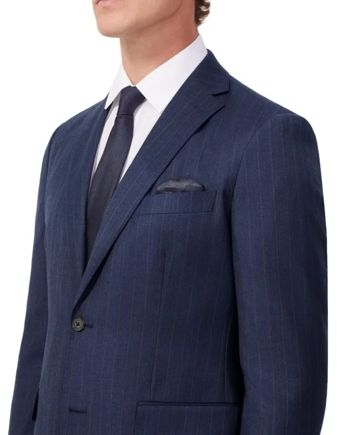 Van Heusen Wool Blend Tailored Suit Jacket in Stripe Navy