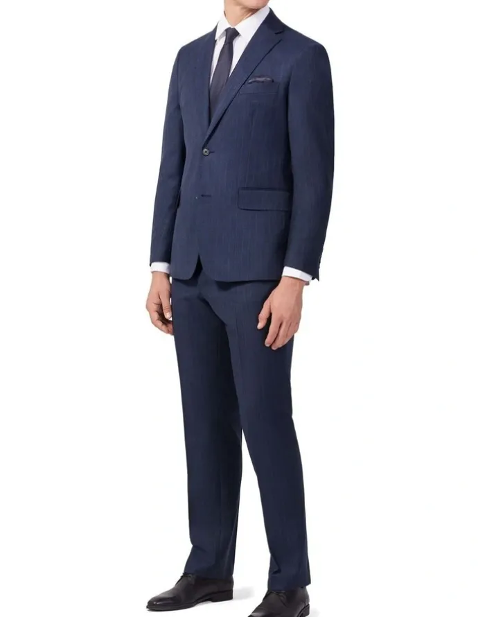 Van Heusen Wool Blend Tailored Suit Jacket in Stripe Navy