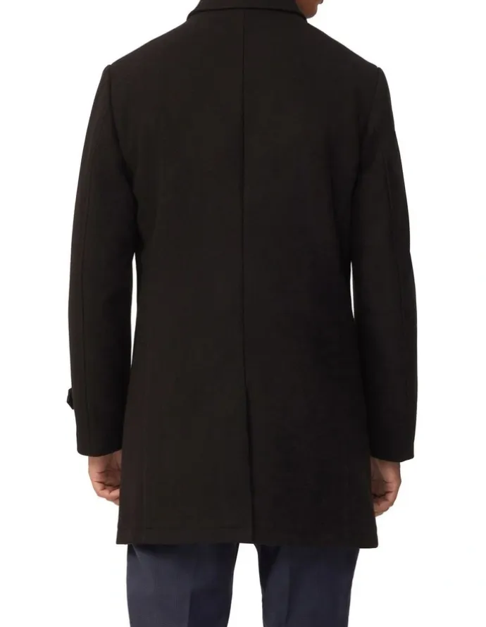 Van Heusen Melton 4 Button Tailored Coat in Black