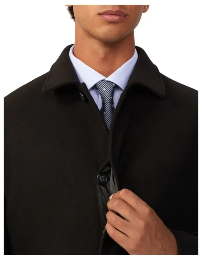 Van Heusen Melton 4 Button Tailored Coat in Black