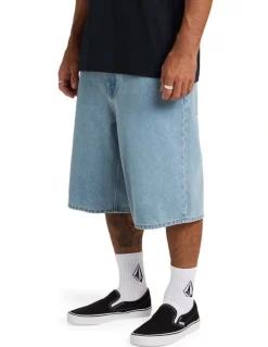 Volcom Chillow 2 Denim Shorts 24 in Blue