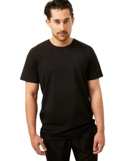 Wanderluxe Sleepwear Sable Long Pants + T-shirt in Black