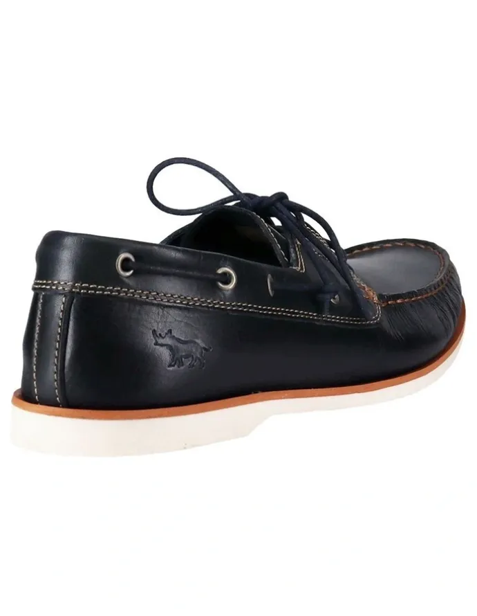 Wild Rhino Byron Leather Boat Shoe in Navy