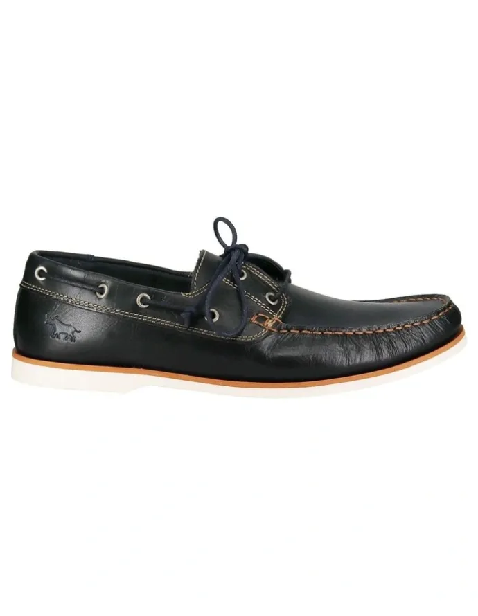 Wild Rhino Byron Leather Boat Shoe in Navy