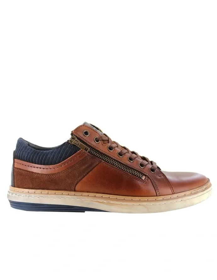 Wild Rhino Whistle Leather Tan Lace-Up Casual Sneaker