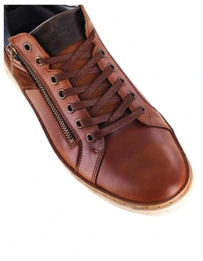 Wild Rhino Whistle Leather Tan Lace-Up Casual Sneaker