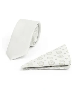yd. Bari Tie And Pocket Square Set in Natural