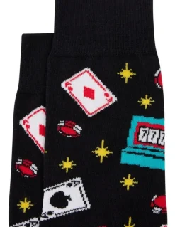yd. Casino Pun Socks in Black