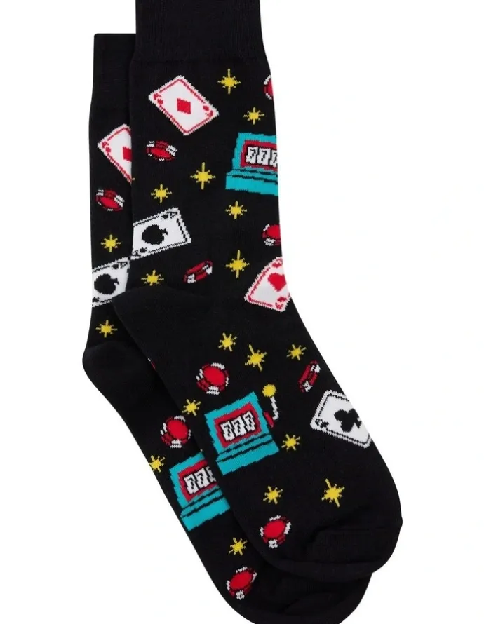 yd. Casino Pun Socks in Black