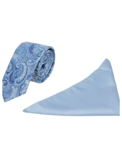 yd. Evan Tie And Pocket Square Set in Blue