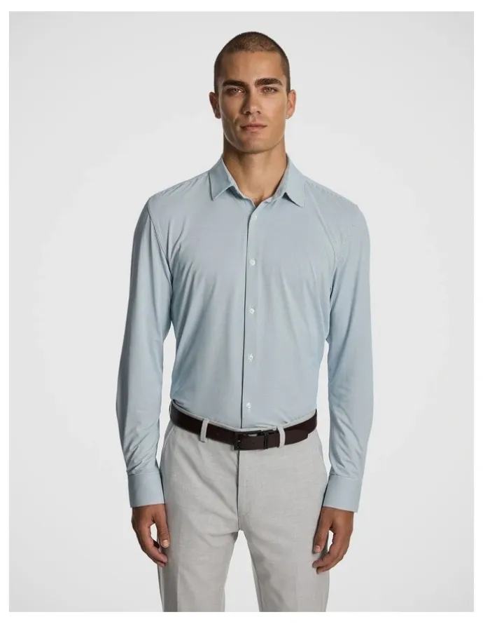 yd. Flex Slim Fit Dress Shirt in Blue