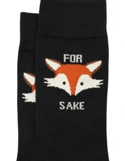 yd. Fox Pun Socks in Black