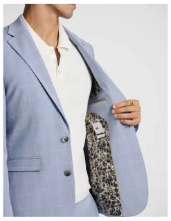 yd. Pembroke Slim Check Suit Jacket in Light Blue