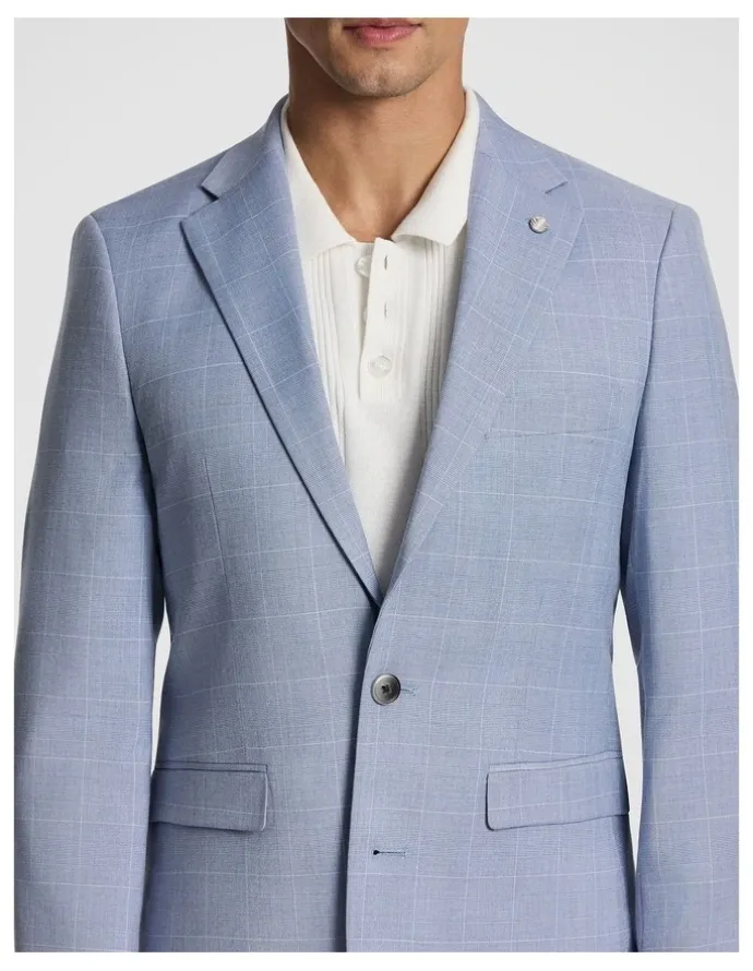 yd. Pembroke Slim Check Suit Jacket in Light Blue
