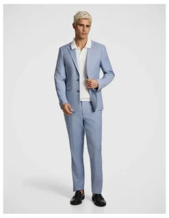 yd. Pembroke Slim Check Suit Jacket in Light Blue