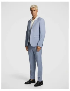 yd. Pembroke Slim Check Suit Jacket in Light Blue
