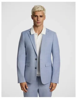 yd. Pembroke Slim Check Suit Jacket in Light Blue