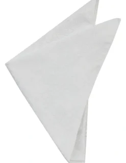 yd. Rialta Paisley Pocket Square in White