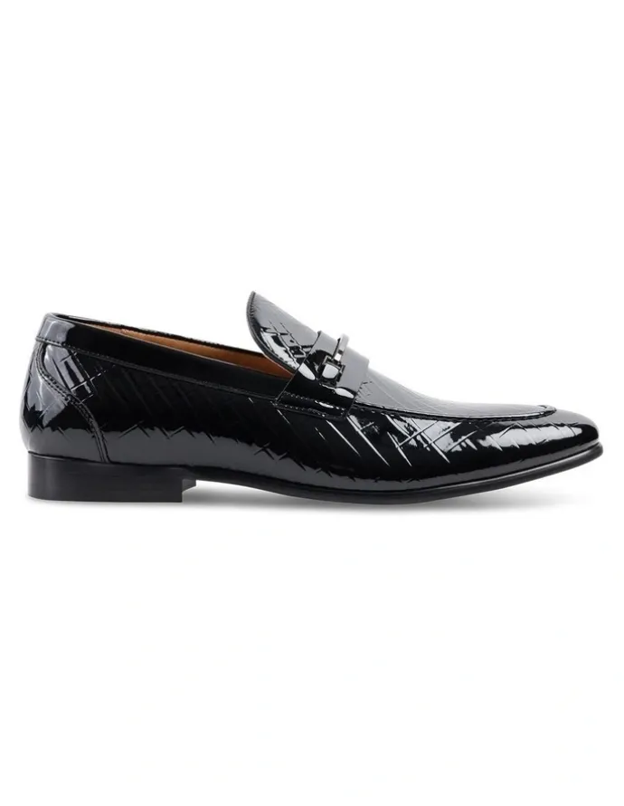 yd. Slick Patent Leather Loafer in Black