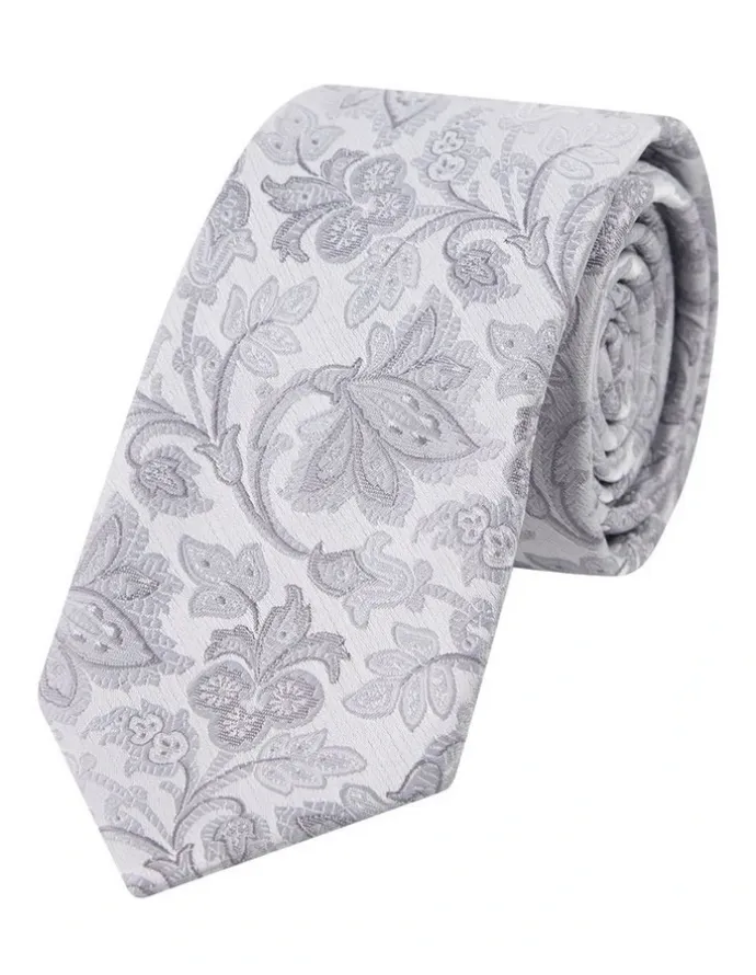 yd. Vernazza Floral 6.5 Cm Tie in Silver