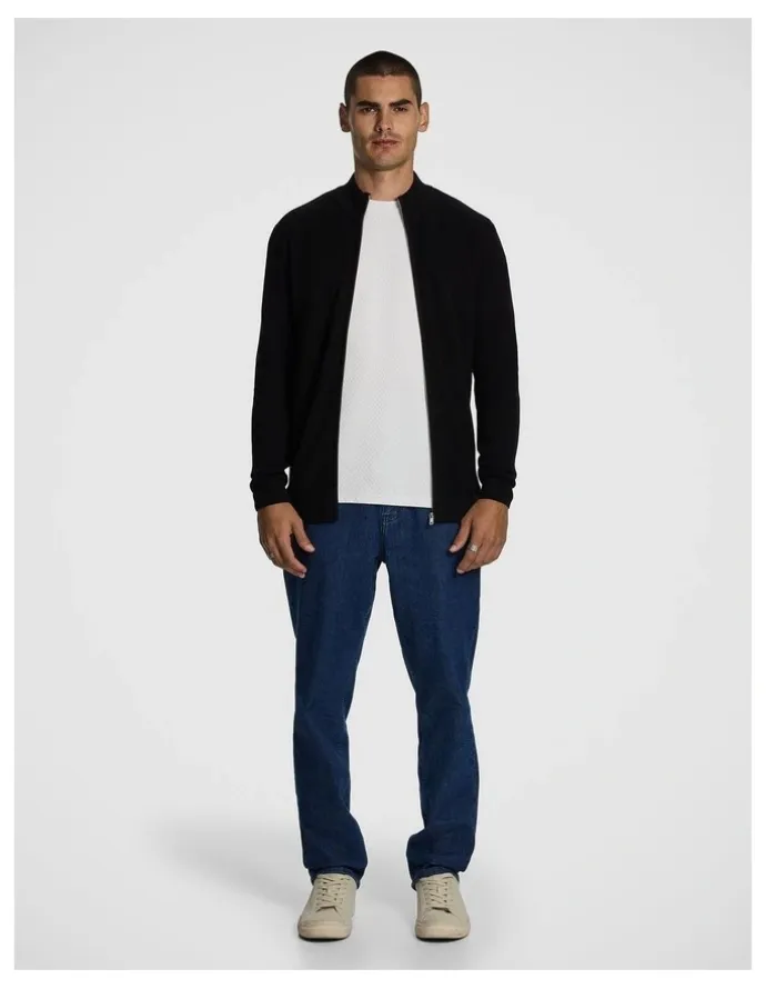yd. Adam Zip Through Knit Cardigan in Black