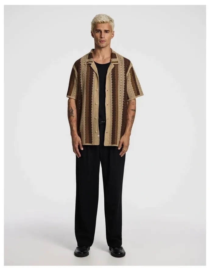 yd. Bay Crochet Shirt in Caramel