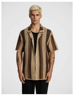 yd. Bay Crochet Shirt in Caramel