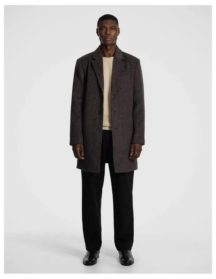 yd. Boston Check Duster Coat in Chocolate