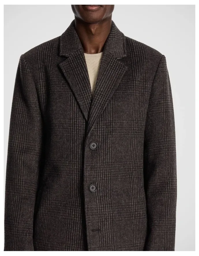 yd. Boston Check Duster Coat in Chocolate