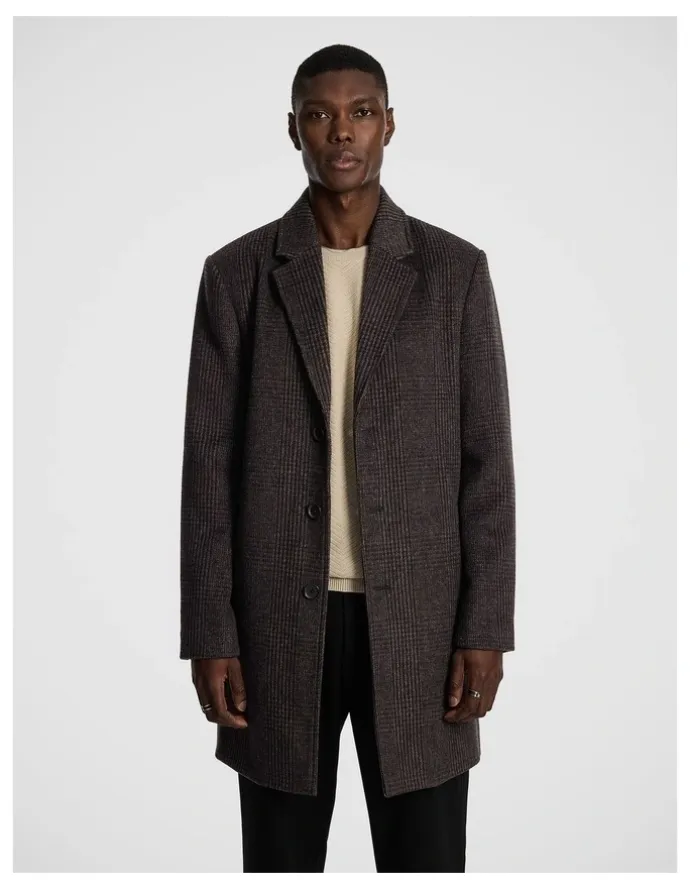 yd. Boston Check Duster Coat in Chocolate