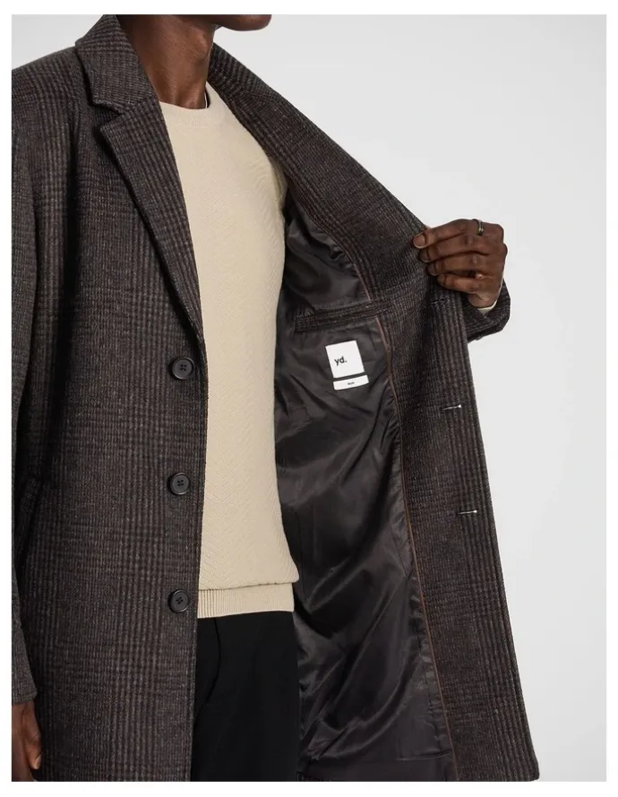 yd. Boston Check Duster Coat in Chocolate