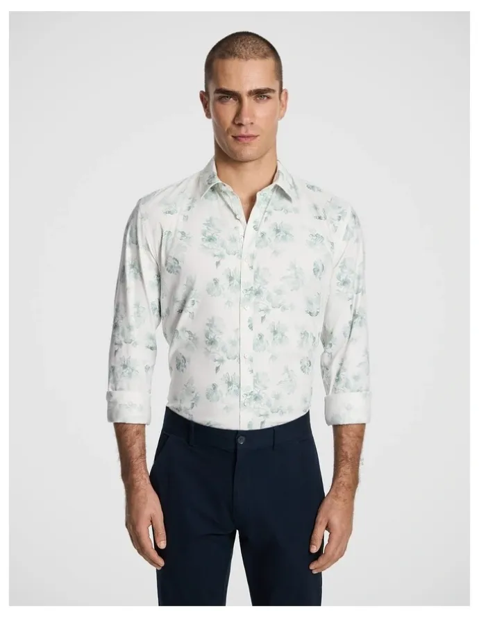 yd. Catalunya Slim Floral Shirt in Sage